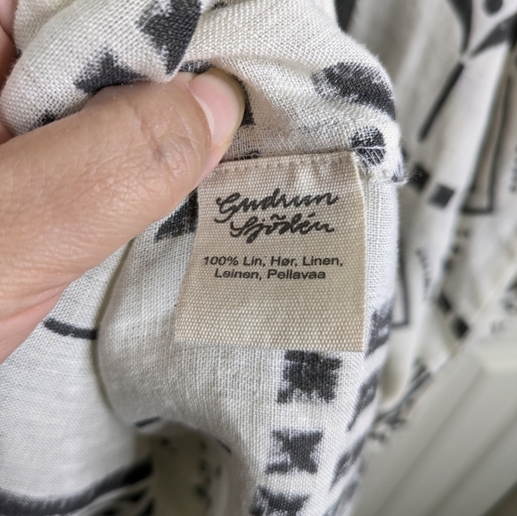 Gudrun Sjödén Tunic Dress Large Block Print Linen Lagenlook Art to Wear Scandi - Picture 9 of 15